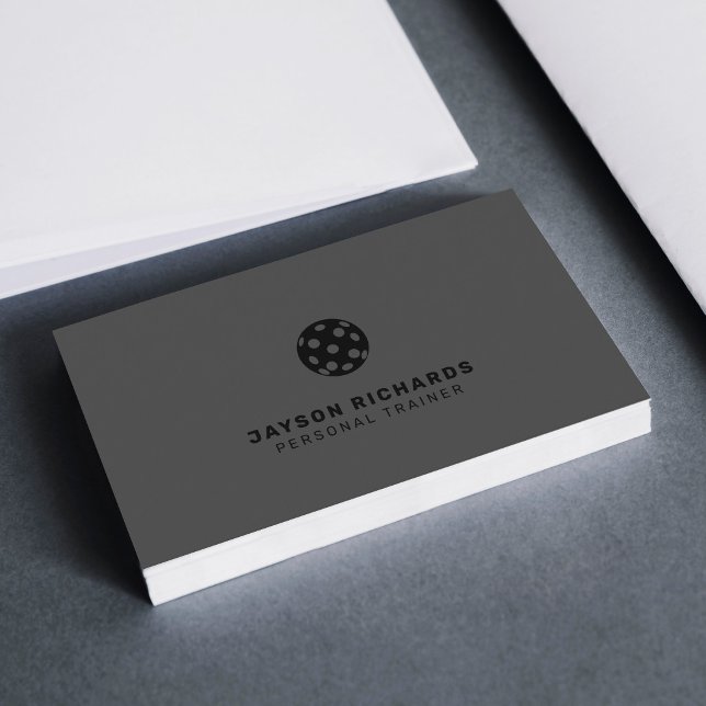 Black & Gray Pickleball Coaching Personal Trainer Visitkort (Skapare uppladdad)