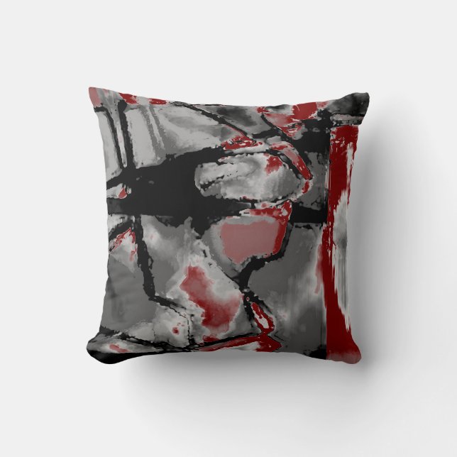 Black Gray Shades Burgundy Abstract Art Motif Kudde (Framsida)