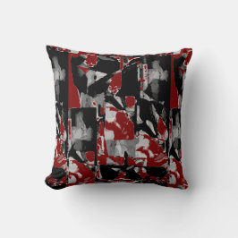 Black Gray White Burgundy Contemporary Art Print Kudde