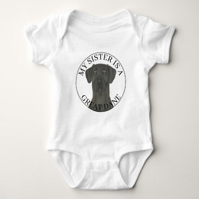 Black Great dane Big SIster T Shirt (Framsida)