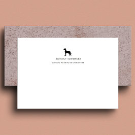 Black Great dane Dog Walker Elegant Monogram Anteckningskort