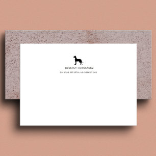Black Great dane Dog Walker Elegant Monogram Anteckningskort