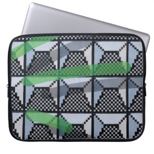 Black, green, and black checked wallpaper laptop fodral