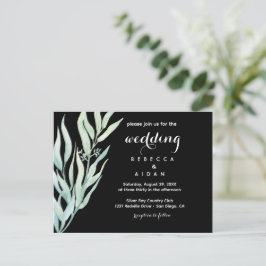 Black Green Botanical Wedding Invitation Inbjudan Vykort