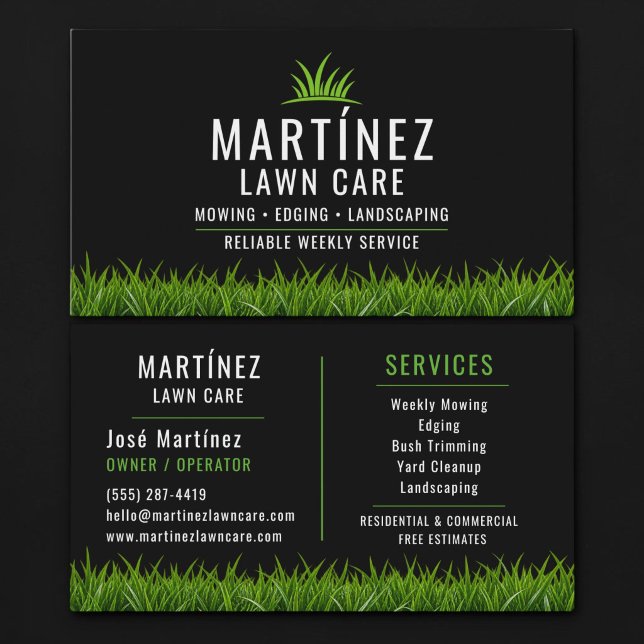Black & Green Lawn Care Landscaping  Visitkort (Skapare uppladdad)