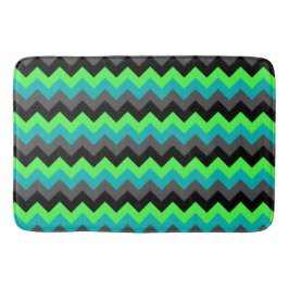Black Green Ombre Chevrons Large Bath Mat Badrumsmatta