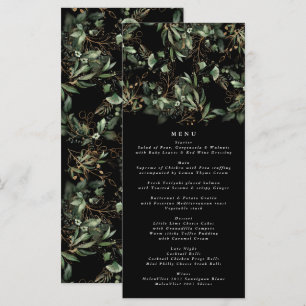 Black Greenery Botanical Eucalyptus Modern Bröllop Meny