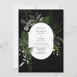 Black Greenery Forest Bröllop Inbjudningar