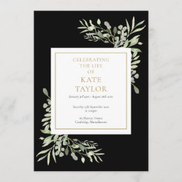 Black Greenery Funeral Memorial Order Service Program