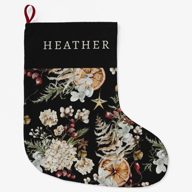 Black Greenery-julklapp Stor Julstrumpa (Framsidan)