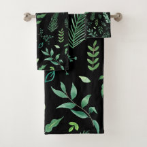 Black Greenery Watercolor Botanical Löv