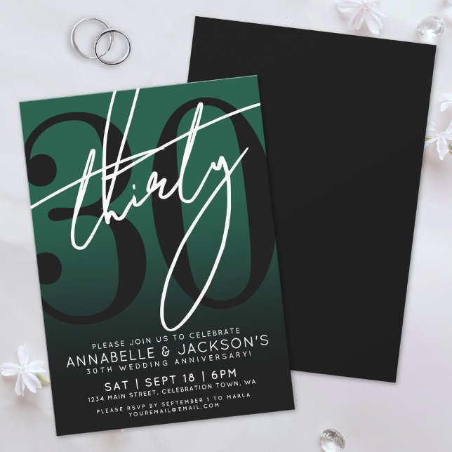 Black Greens 30-årsjubileumskalas Inbjudningar (Black Green 30th Anniversary Party Invitation)