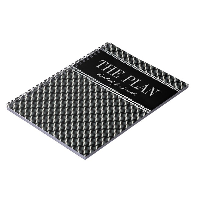 Black Grek Mörk Textile Mönster Anpassningsbar Not Anteckningsbok (Vänstra Sidan)