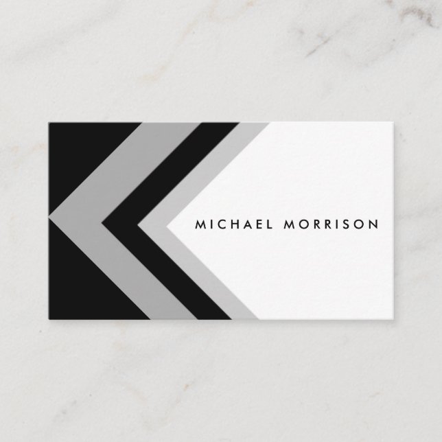 Black grey arrow geometric minimal modern design visitkort (Framsida)