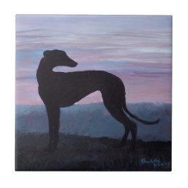 Black Greyhound Hund Art Silhouette Ceramic Tile Kakelplatta