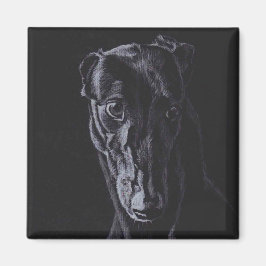 Black Greyhound Silhouette Hund Art Magnet
