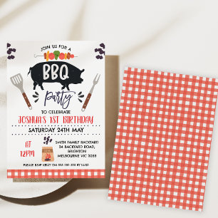 Black Gris Roast Kebab Bbq Birthday-inbjudan Inbjudningar