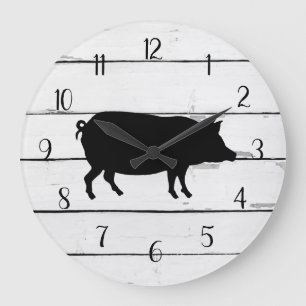 Black Gris Shiplap Farmhouse Decor Stor Klocka