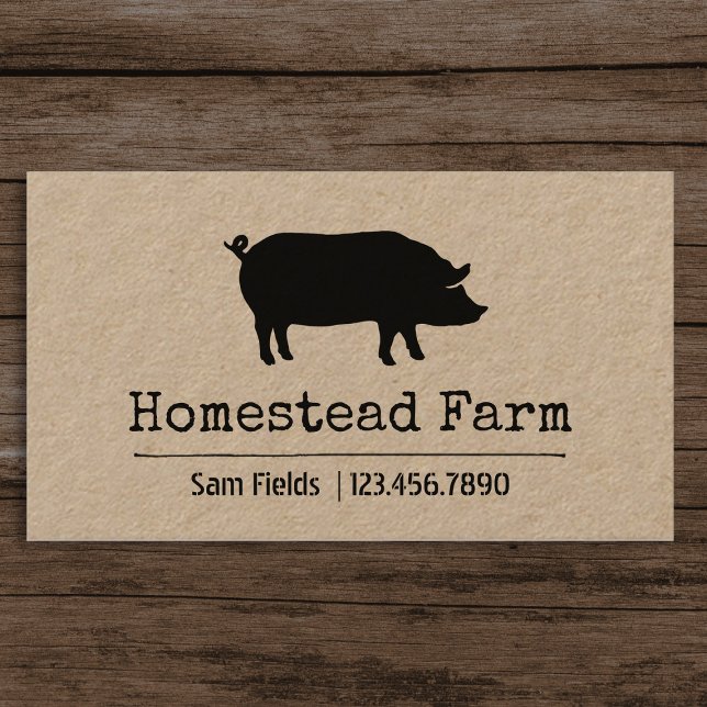 Black Gris Silhouette Simple Farm Animal Land Visitkort (Skapare uppladdad)