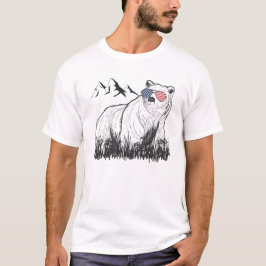 Black Grizzly Bear American Sunglasses T Shirt