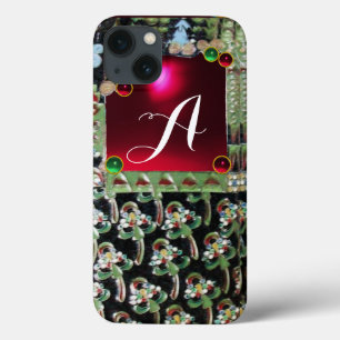 BLACK GRÖNT ART NOUVEAU GEMSTONE MONOGRAM,Red Ruby