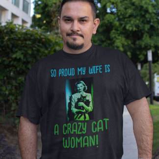 Black Grönt Blue Manar Personlig Crazy Cat Woman T Shirt