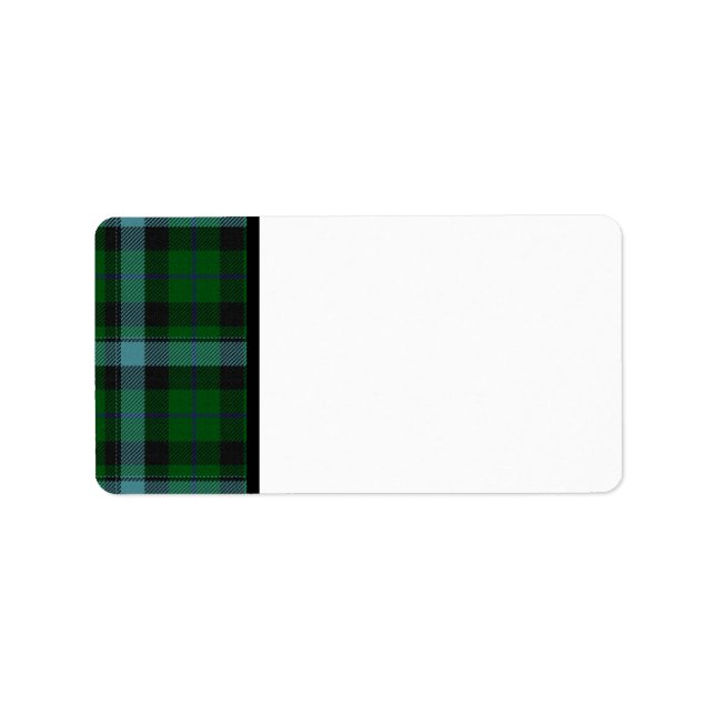 Black Grönt Blue Tartan Labels Adressetikett (Framsidan)