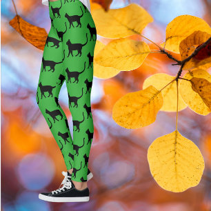 Black Grönt Crazy Cat Woman Leggings