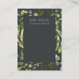 BLACK GRÖNT FOLIAGE WREATH RAM NECKLACE VISNING VISITKORT
