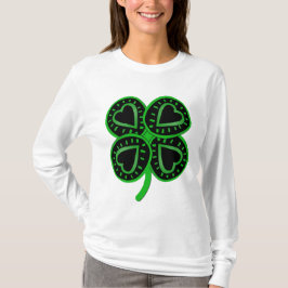 Black Grönt Klöver Heart St Patrick Woman Long S T Tee Shirt