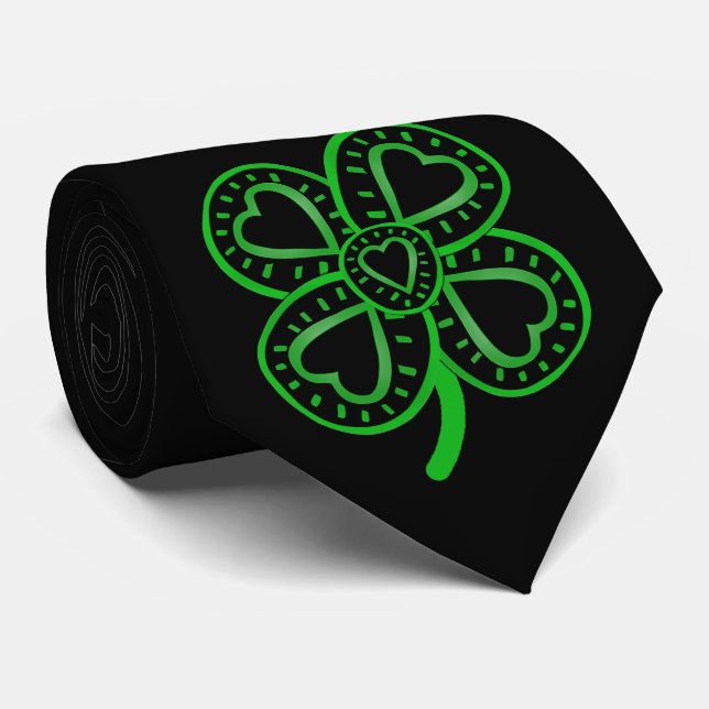 Black Grönt Klöver Heart St patrick's day B Tiei Slips (Rullad)