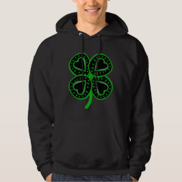 Black Grönt Klöver Heart St patrick's day Hoddie Sweatshirt