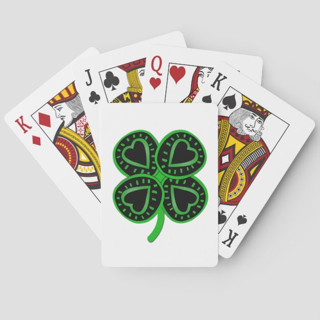 Black Grönt Klöver Heart St patty WB, uppspelning  Casinokort (Baksidan)
