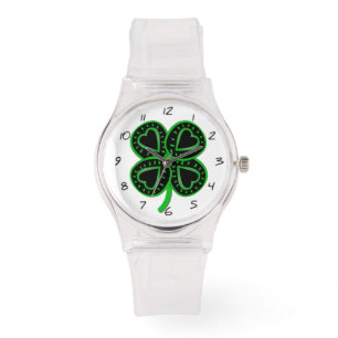 Black Grönt Klöver med Heart G St Patrick's Watch Armbandsur