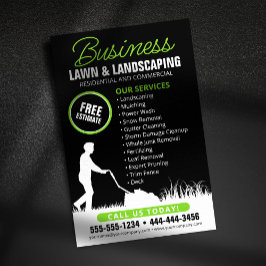 Black Grönt Lawncare Landscaping Gräsmatta Mwing Flygblad