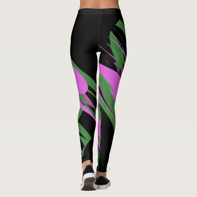 Black grönt lila färg leggings (Baksida)