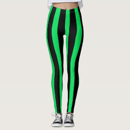 Black & Grönt Lodrät Rand Halloween Costume Leggings