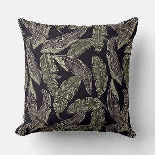 Black Grönt Löv Designer Pillow Kudde