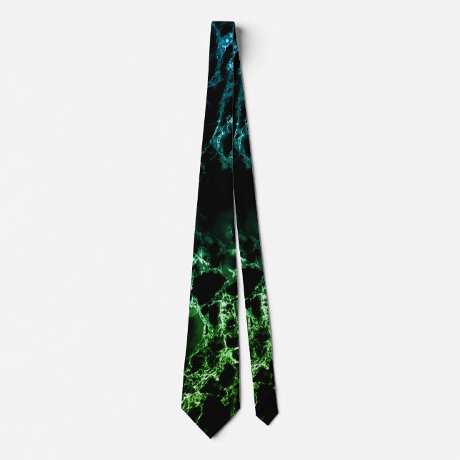 Black Grönt Neon Marble Neck Tie Modern Slips (Framsida)