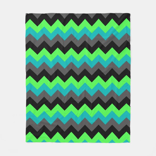 Black Grönt Ombre Chevrons Medium Fleece Blanket (Framsidan)