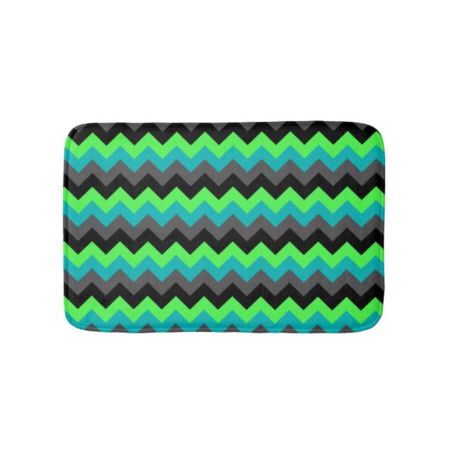 Black Grönt Ombre Chevrons Small Bath Mat Badrumsmatta (Framsidan)