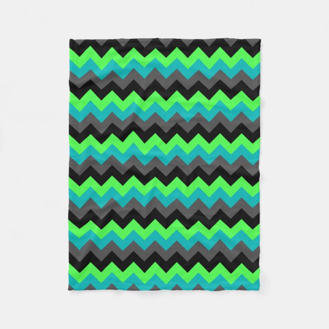Black Grönt Ombre Chevrons Small Fleece Blanket (Framsidan)
