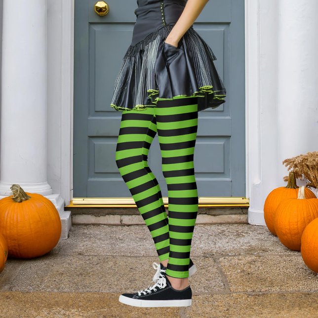 Black & Grönt Rand Wicked Witch Halloween Leggings (Skapare uppladdad)