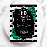 Black Grönt Silver Surprise 60:e födelsedagen Inbjudningar<br><div class="desc">Överraskande 60 Födelsedagsfest inbjudan. Feminsvart,  vit och emerald grönt med faux glitter silver. Innehåller svart och vitt rand,  ro,  skript och konetti. Perfekt för en elegants damdag i firande. Kan vara personlig att visa vilken ålder som helst. Skrivna Zazzle-inbjudningar eller digital utskrivbar mall för omedelbar nedladdning.</div>
