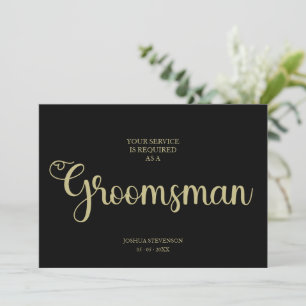 Black Groomsman Chic Bröllop enkelt Frieri kort