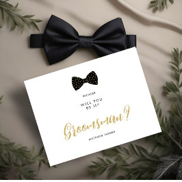 Black Groomsman Vintage Bow Wedding Proposal Vykort