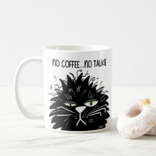 Black Grumpy Cat No Coffee No Talkie Funny Kaffemugg