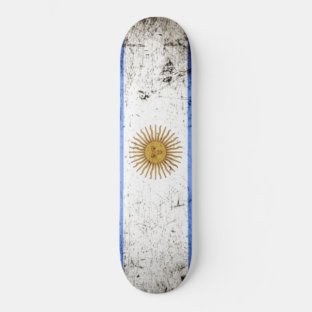 Black Grunge Argentina Flagga Skateboard Bräda 19,5 Cm (Framsida)