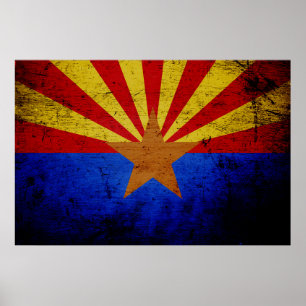 Black Grunge Arizona Statlig flagga Poster