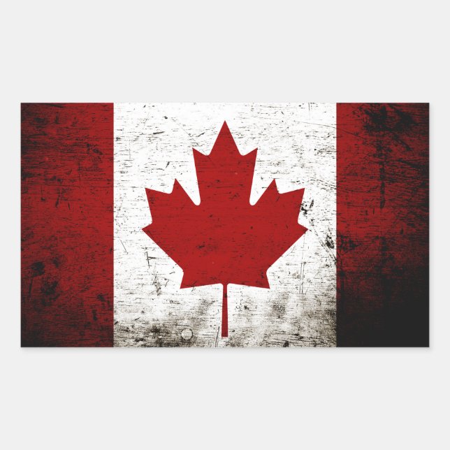 Black Grunge Canada Flagga Rektangulärt Klistermärke (Framsida)